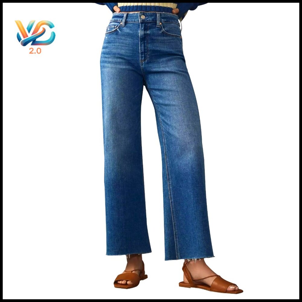 Wide Leg High Waist Stretchy Denim Jeans Trendy Y2k Baggy Boyfriend Fit